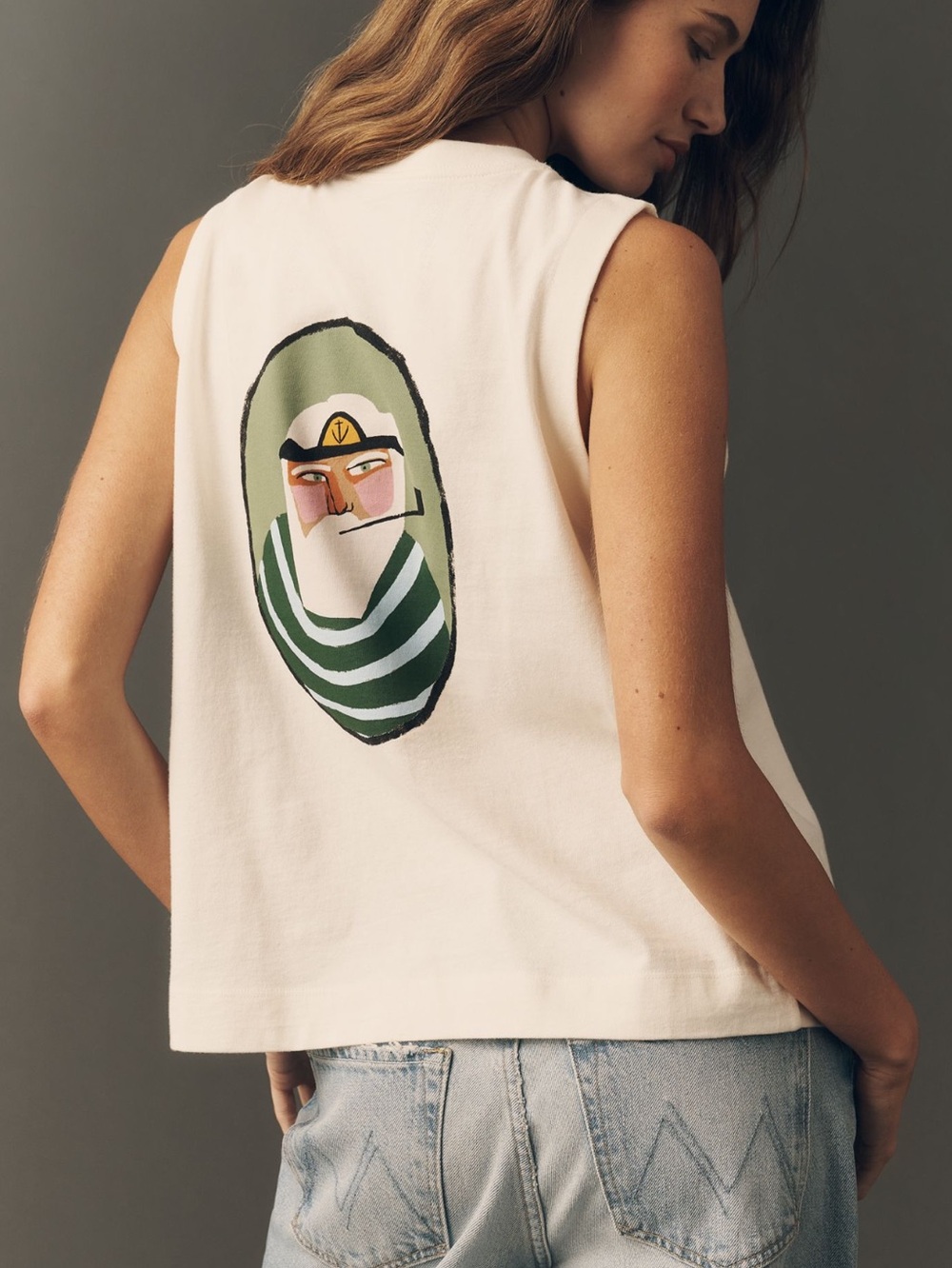 Anthropologie Lobsterman Tank Maeve Sleeveless Kate Mancini New Ivory Fisherman